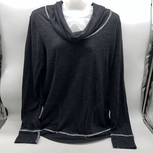 MAX STUDIO WEEKEND Oversized Knit Tunic Top w/Front Pockets Charcoal Gray Size M